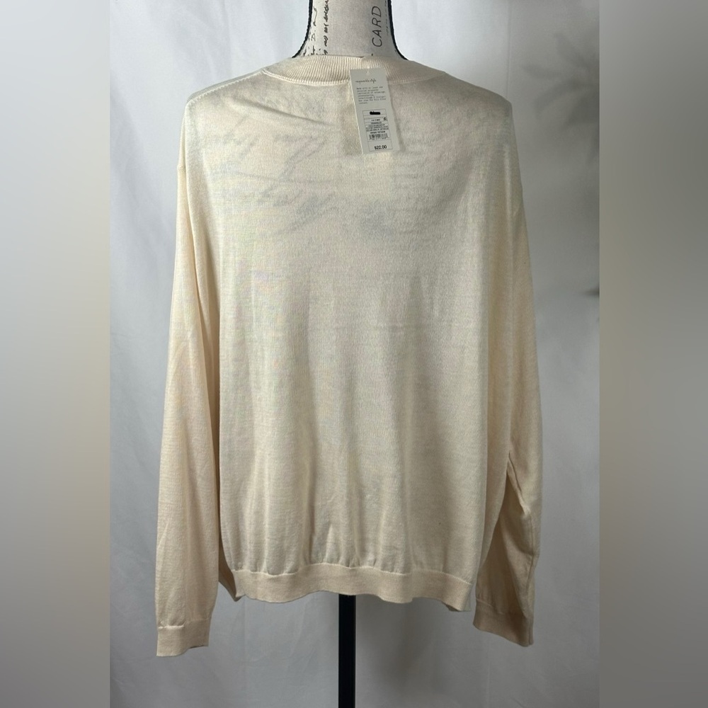 A New Day Women's Fine Gauge V-Neck Pullover Sweater – Size XL | Beige | NWT - Picture 9 of 11